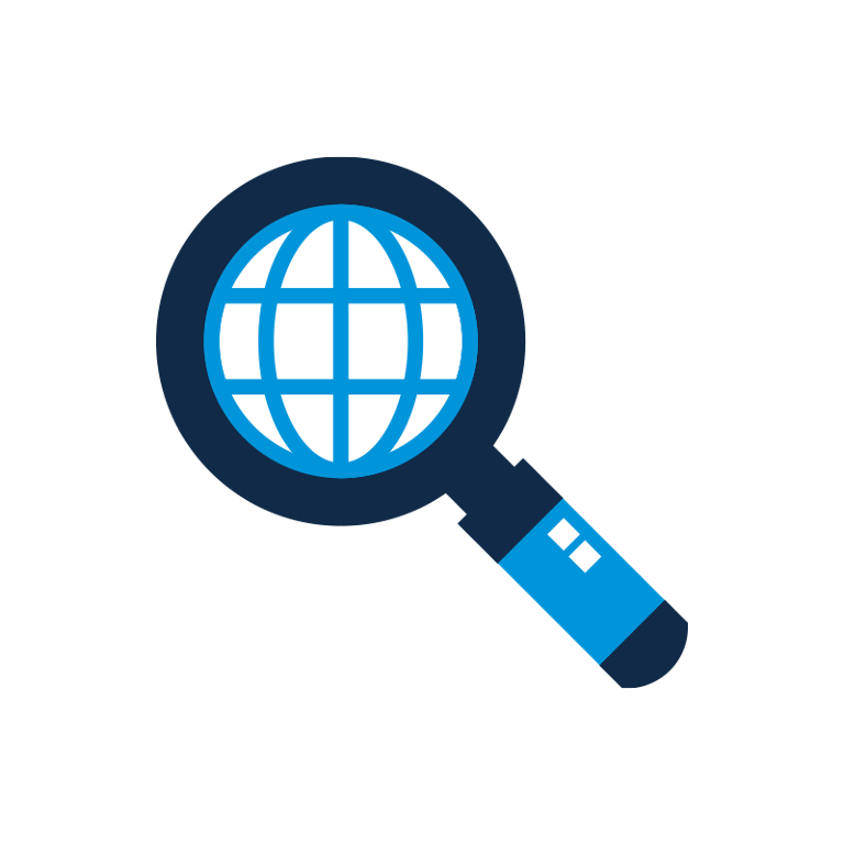 Magnifying glass in shades of blue.