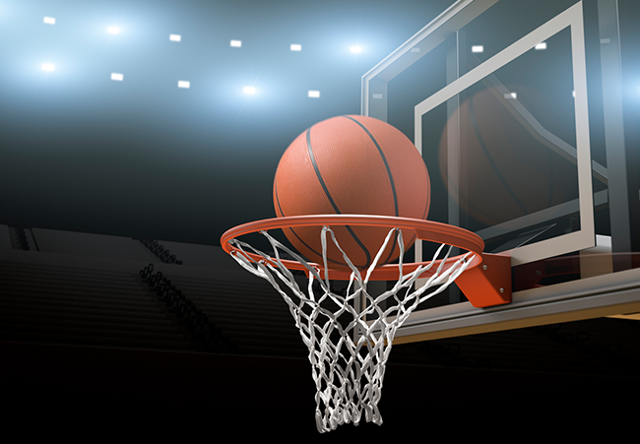 Basketball Going Through Hoop