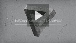 Pattern-seeking behavior video screenshot with shades of grey, a triangular shape and a light grey square