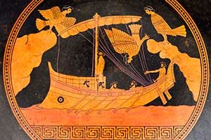 An ancient Greek image of a boat